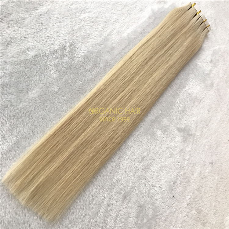 Human seamless tape hair extensions #613 color X92